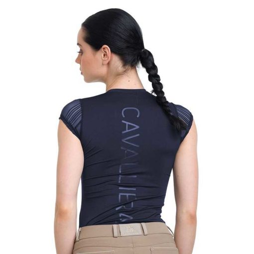 Techniczny t-shirt Cavalliera Contessa z krótkim rękawem, granatowyXS