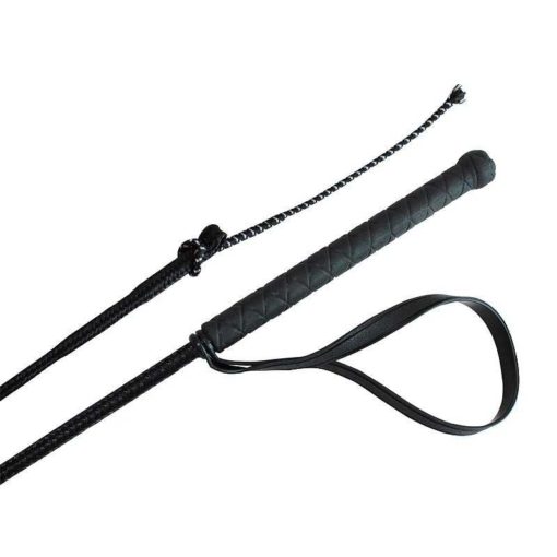 Čierny drezúrny bič s remienkom na zápästie 140 cm