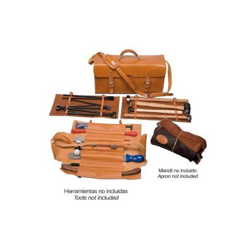 Læderkuffert til transport af værktøj med skillevægge til beslagsmede